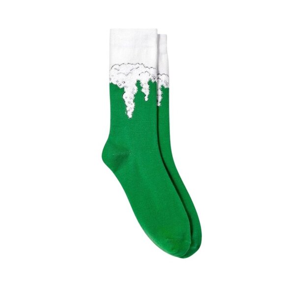 Women's St. Patrick's Day Beer Crew Socks - Green One Size - Picture 1 of 2